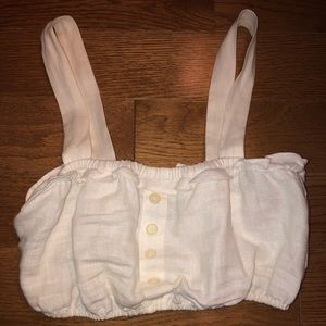 Reformation linen button mini crop top